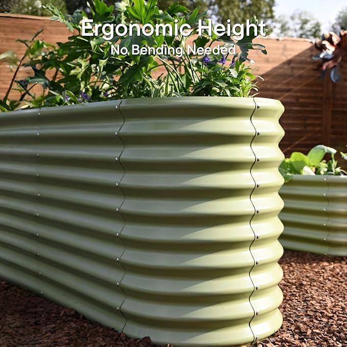 Raised Garden Bed 8x2x2.5 ft, 30" Extra Tall Galvanized Metal Planter Boxes Outdoor, Heavy Duty Flower Bed for Vegetable Fruit Herb, Modular Raised Bed Gardening Large Planters - Moss Green