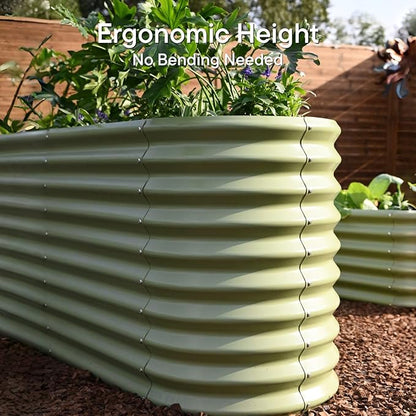 Raised Garden Bed 8x2x2.5 ft, 30" Extra Tall Galvanized Metal Planter Boxes Outdoor, Heavy Duty Flower Bed for Vegetable Fruit Herb, Modular Raised Bed Gardening Large Planters - Moss Green