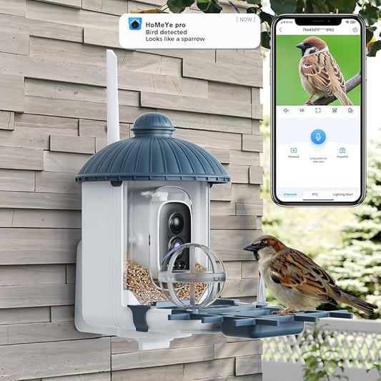 WOOLINK 3MP Smart Bird Feeder with Camera, 2K 2.4Ghz Solar Wireless Battery Camera With AI Bird Species Identification, HD Video Bird House with Camera for Ourdoor, IP65 Waterproof, Color Night Vision
