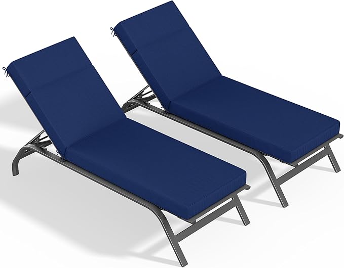 2 Pcs Chaise Lounge Cushions Outdoor, 80" L X 26" W X 4" D Lounge Chair Cushions for Outdoor Furniture, High-Density Foam Patio Chaise Cushion-Waterproof Fade-Resistant ThickPatio lounge chair cushion