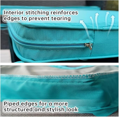 3-Pack Outdoor Patio Furniture Replacement Cushions Set–High-Elastic Sponge Cushions Fit 4-Piece Wicker Rattan Sofa, Loveseat & Chairs, 36x18x2 & 18x18x2, Waterproof, Fade-Resistant (Lake blue)