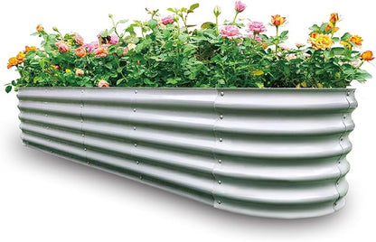 Gardmax Galvanized Raised Garden Bed, Lightweight Planter Boxes Outdoor with Easy Assembly, Large Garden Bed for Vegetables, Fruits, Flower Silver 8x2x1.5 FT