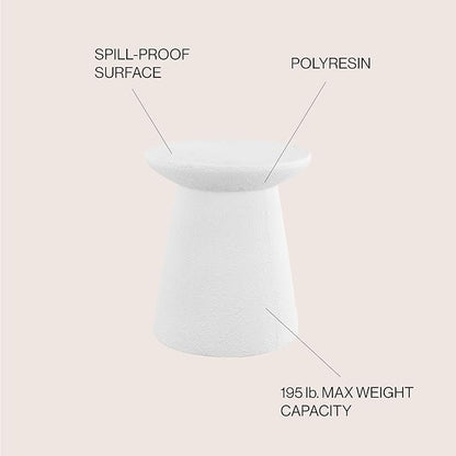 JONATHAN Y TBL1108A Hollie 18" Minimalist Modern Drum Indoor/Outdoor Accent Table Pedestal, Contemporary, Mid-Century, Art Deco, Bohemian, Patio, Garden Room, Bathroom, Living Room, White Frosted