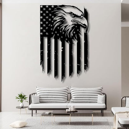 American Eagle Metal Wall Art,American Flag Wall Decor,US Large Metal Eagle Wall Sign,Fourth of July Independence Day Flag,Metal Flag Hanging,Patriotic Gift (41x26inches / 105x66cm, Style 3)
