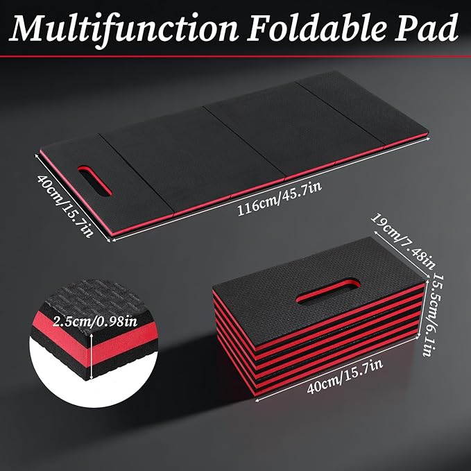 Foldable EVA Mat with Carrying Handle, 2.5cm Thick Foam Cushion Kneeling Pad High Density Water Resistant Anti Slip Knee Mat for Workout Exercise Mechanic Garages Picnics Gardening Camping Gym