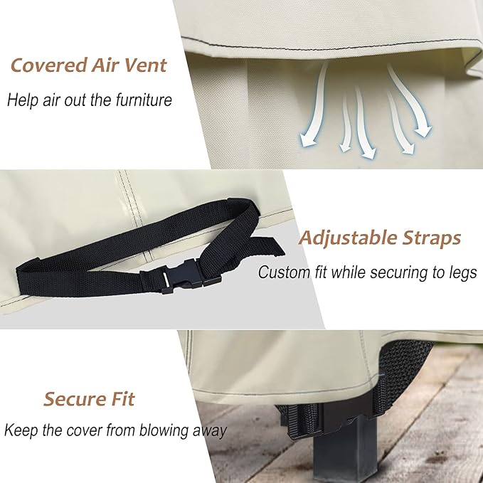 NettyPro Waterproof Patio Chair Covers 4 Pack, 600D Heavy Duty Outdoor Seat Cover, 26W x 28W x 28H inch, Beige