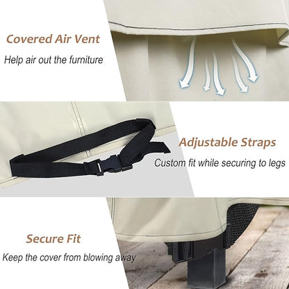 NettyPro Waterproof Patio Chair Covers 4 Pack, 600D Heavy Duty Outdoor Seat Cover, 26W x 28W x 28H inch, Beige