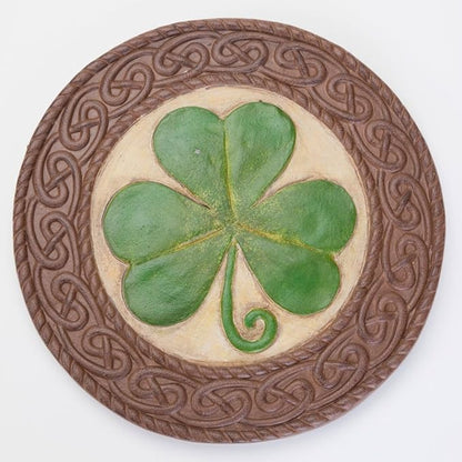 Bits and Pieces - Glow in the Dark Shamrock Garden Stone - Irish Garden Decor Yard Art Accent - 10" x 10" Round Durable Polyresin Stepping Pavers for Landscaping and Outdoor Pathways
