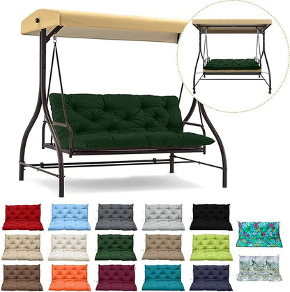 Replacement Cushion for Swings, Waterproof Porch Swing Cushion, 2-3 Seat Replacement Swing Seat Cushion with Backrest and Ties for Patio Backyard Porch Garden(Dark Green 40 * 60 in)