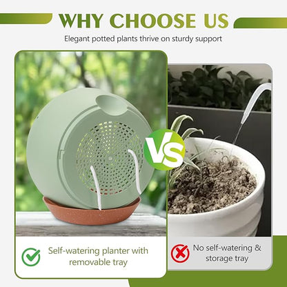 GARDIFE Hanging Planters for Indoor Outdoor Plants, 2 Pack Self Watering Hanging Pot with Drainage Holes & Removable Tray (Green, 12 inch)