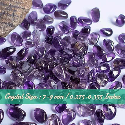 Polished Amethyst Crystal Chips 200 Pcs - 0.3" 10 oz Tumbled Stone Chips Crushed Sea Glass Stones Healing Reiki Crystal Making Home Decoration