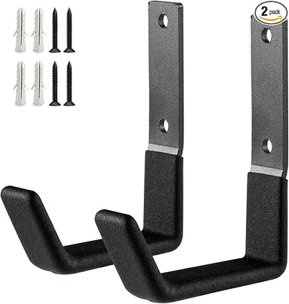 Heavy Duty Wall Mount Hooks, Utility Hooks, Tool Organizer - Steel Garden/Garage Hose Hanger U Hooks (2, Small)