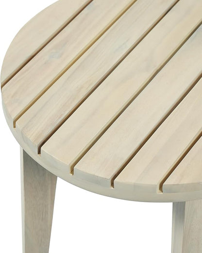 Christopher Knight Home Parker Acacia Wood Outdoor Coffee Table, Small Side Table for Patio Furniture Set, Solid Wood Round End Table for Patio/Deck/Garden, Light White