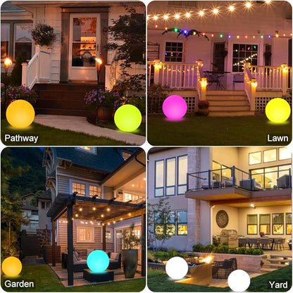 12-in LED Glowing Ball Light, Rechargeable LED Globe Orb Light w/Remote (1PC) and and 14-in Glowing LED Ball Light, Rechargeable Dimmable RGB Color Changing Globe Orb Light w/Remote (1PC)