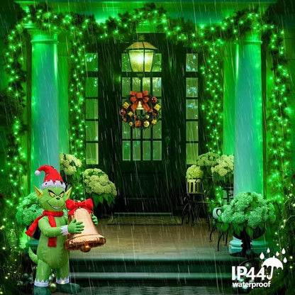YEGUO 4 Pack Green Solar Fairy Lights, Each 33ft 100 LED Christmas Lights Outdoor Waterproof, 8 Modes Sliver Wire Solar String Lights