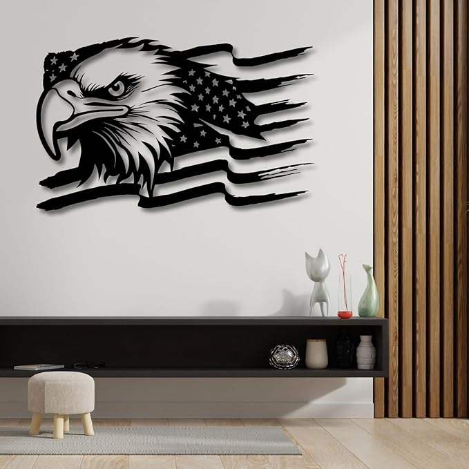 American Eagle Metal Wall Art - US Large Eagle Wall Sign - Patriotic Independence Day Gift, 41x26inches / 105x66cm, Style 1