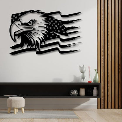 American Eagle Metal Wall Art - US Large Eagle Wall Sign - Patriotic Independence Day Gift, 41x26inches / 105x66cm, Style 1