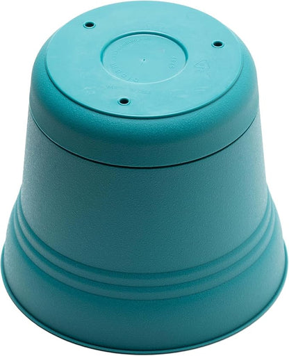 Bloem Saturn Round Planter with Saucer Tray: 14" - Bermuda Teal - Durable Plastic Pot, Matte Finish, Removable Saucer, for Indoor & Outdoor Use, Gardening, 5 Gallon Capacity
