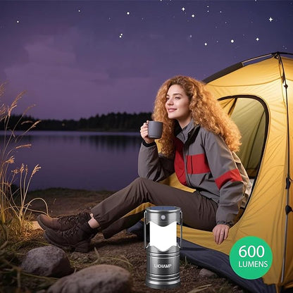 Lichamp 4-Pack Solar Camping Lantern, USB Rechargeable LED Lanterns Battery Powered Pop Up Flashlight Lamps with Three Modes Power for Power Outages Hurricane Supplies Emergency Indoor & Outdoor