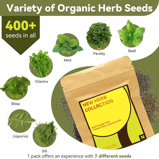 LYKOCLEAN Herb Seed Pods for Ahopegarden, iDOO MUFGA Hydroponics Growing System Indoor Gardening, 400+ Seeds, Basil, Cilantro, Dill, Parsley, Mint, Shiso, Liquorice(18-Pods)