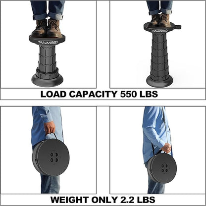 2026 Upgraded Taller 52cm Collapsible Stool with Cushion,Portable Seat,Telescoping Stools,Adujstable Camping Folding Chair for Adults,Maximum Loading 550Ib for Garden Travel Fishing BBQ