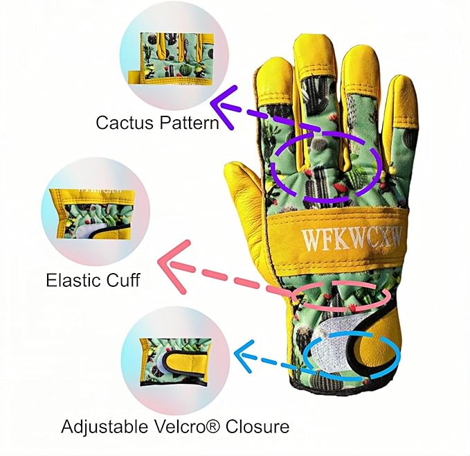 Womens/Mens Gardening Gloves for Rose and Cactus Handling,Cow Leather Garden Gloves Women/Men Thorn Proof
