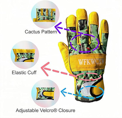 Womens/Mens Gardening Gloves for Rose and Cactus Handling,Cow Leather Garden Gloves Women/Men Thorn Proof