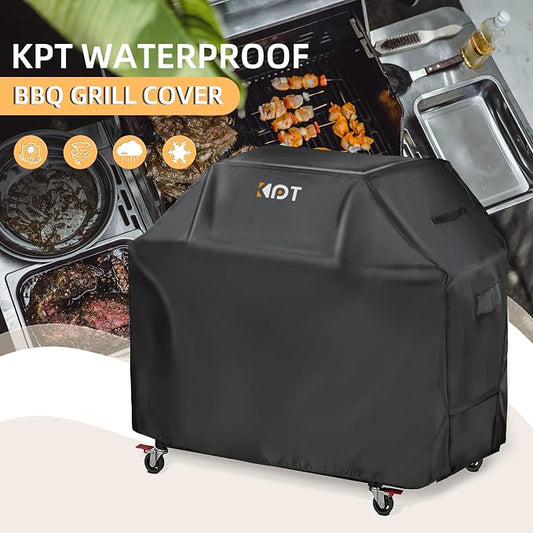 KPT 60 Inch Grill Cover for Outdoor Grill - Heavy Duty Waterproof 420D BBQ Cover with Hook, Air Vent, Buckle - Gas Grill Cover, UV & Fade Resistant, BBQ Grill Cover for Weber, Nexgrill, Char Broil