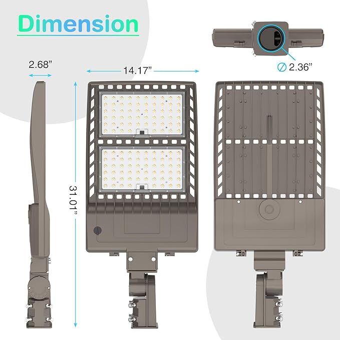 480V 400W LED Parking Lot Light 56000LM with Dusk to Dawn Photocell, 5000K Shoebox Pole Light with Slip Fitter, ETL Listed, IP65 Waterproof Commercial Street Area Lighting for Yard, Driveway, Gym