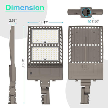 480V 400W LED Parking Lot Light 56000LM with Dusk to Dawn Photocell, 5000K Shoebox Pole Light with Slip Fitter, ETL Listed, IP65 Waterproof Commercial Street Area Lighting for Yard, Driveway, Gym
