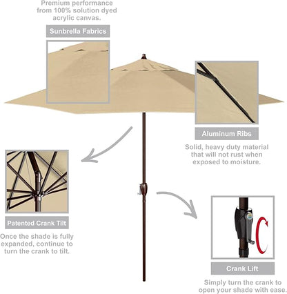 California Umbrella 9' Rd Sunbrella Aluminum Patio Umbrella