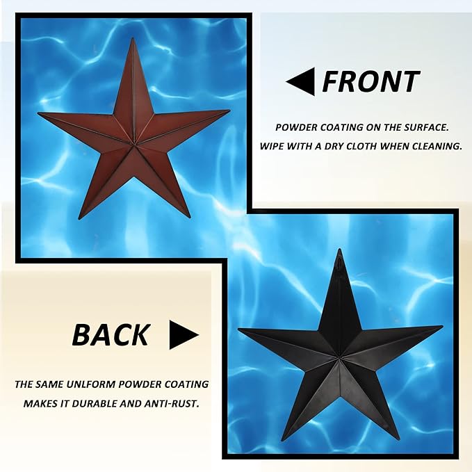 JoyEvy 6"（6pieces Red Black Barn Star Texas Stars Art-Metal Stars for Outside Rustic Vintage Western Wall Decor Country Home Farmhouse Wall Decorations