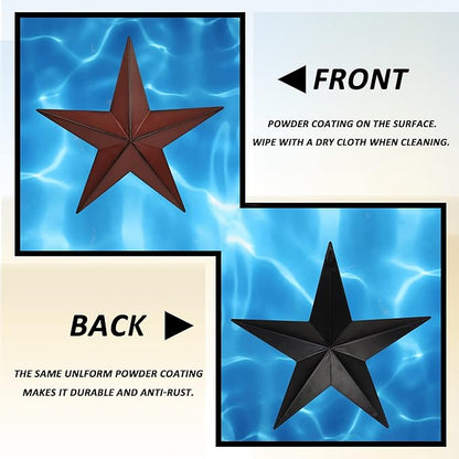JoyEvy 6"（6pieces Red Black Barn Star Texas Stars Art-Metal Stars for Outside Rustic Vintage Western Wall Decor Country Home Farmhouse Wall Decorations