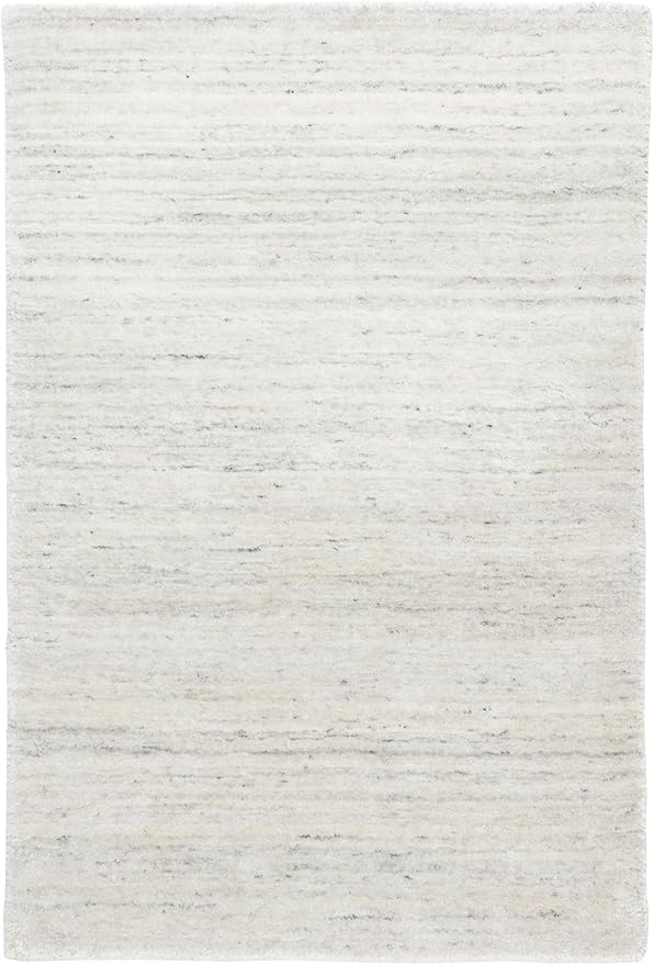 Dash & Albert Nordic White Hand Loom Knotted Performance Rug, 2 X 3 Feet, White Stripe Pattern