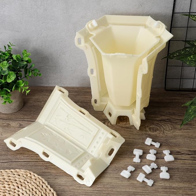 YARNOW DIY Hexagonal Concrete Planter Mold - Durable Thickened Plastic Flower Pot Mold for Crafting, Resin, and Cement Projects