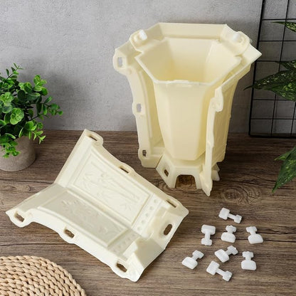 YARNOW DIY Hexagonal Concrete Planter Mold - Durable Thickened Plastic Flower Pot Mold for Crafting, Resin, and Cement Projects