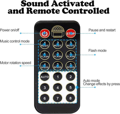 memzuoix Disco Ball Dj Strobe Light with 6 Colors, Sound Activated Big-Size Magic Stage Party Light with Remote Control, Halloween Decorations Bar Wedding Home Club (7'' Big Size)