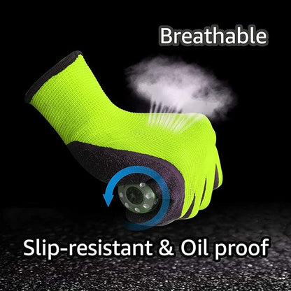 Evridwear Crinkle Latex Rubber Hand Coated Safety Work Gloves for Men Women General Multi Use Construction Warehouse Gardening Assembly Landscaping,Green X-Small 120 Pairs Pack