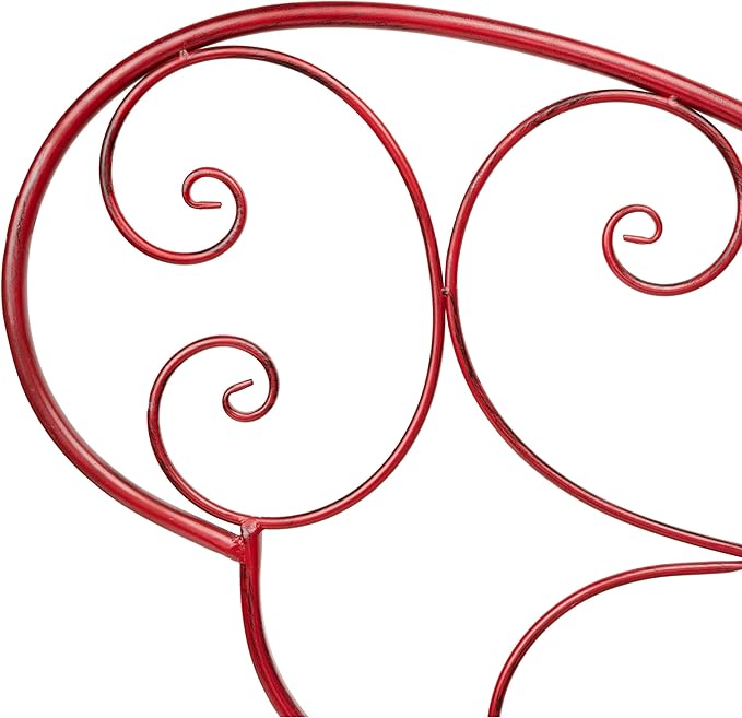 Alpine Corporation 62" x 26" Outdoor 2 Person Metal Butterfly Shaped Garden Bench, Red