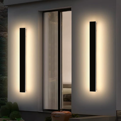 Mikeru 47.2" 2Pack Outdoor Wall Sconce 3000K Warm White - IP65 Waterproof Black Exterior Light, Hardwired Wall Mounted Fixture for Porch, Patio & Entryway | Non-Dimmable Weatherproof Design