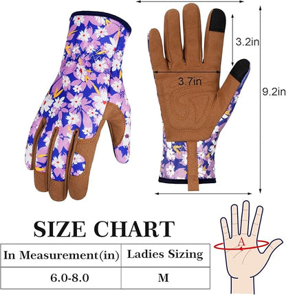 Leather Gardening Gloves for Women Thorn Proof Garden Gloves Touch Screen Working Gloves Gifts,M