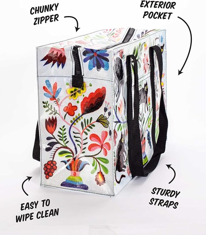 Blue Q Reusable Shoulder Tote Bag – Carry Everywhere Bag with a Hefty Zipper, Durable, Fun Design, 95% Recycled Material