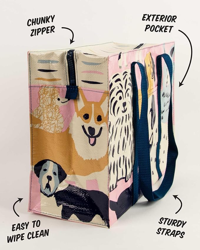 Blue Q Reusable Shoulder Tote Bag – Carry Everywhere Bag with a Hefty Zipper, Durable, Fun Design, 95% Recycled Material