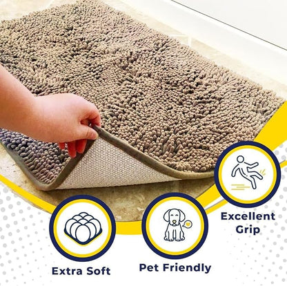 Muddy Mat® | Super Water Absorbent Door Mat Indoor, Microfiber Quick Dry Chenille Entryway Rug, Slip Resistant Front Door Mat, Indoor Mats for Entryway, Machine Washable Pet Rug, Sand 32" x 44"