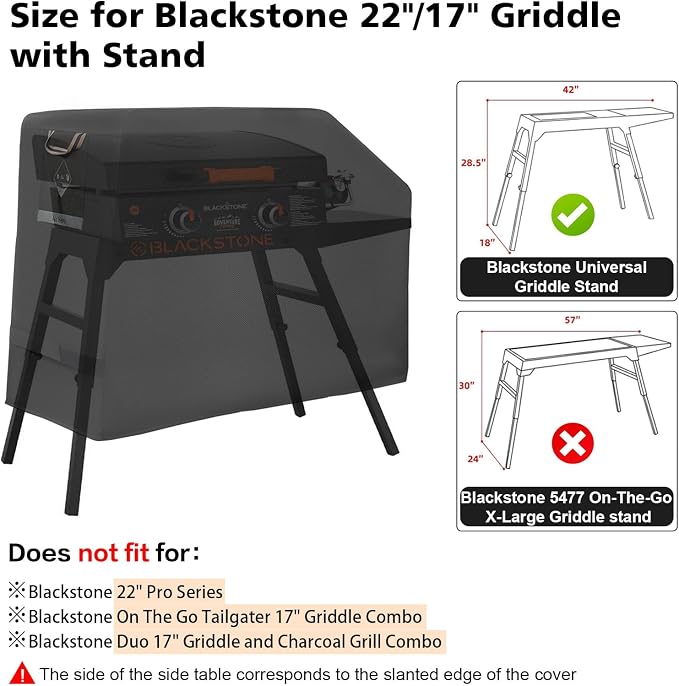 PasWith Griddle Cover for Blackstone 22 inch with Hood & Stand[Upgrade 1000D Heavy Duty Fabric]Waterproof UV & Fade Resistant Griddle Cover for Blackstone 17 and 22 inch Grill with Straps & Air Vents