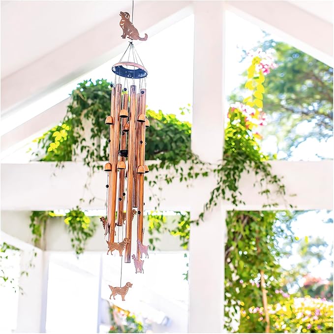 Extra Large Golden Retriever Wind Chimes Outdoor Dog Gifts for Women Mom Men Dad Birthday Gifts Metal WindChimes for Outside/Indoors, Patio, Lawn, Yard, Home Decor, Outdoor Decor, Garden Decorations