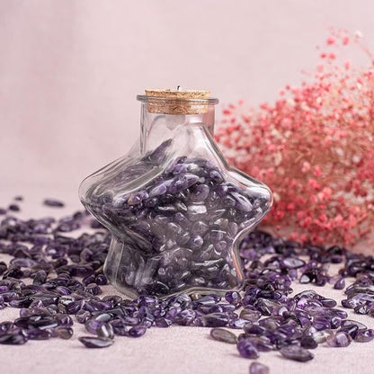 Polished Amethyst Crystal Chips 200 Pcs - 0.3" 10 oz Tumbled Stone Chips Crushed Sea Glass Stones Healing Reiki Crystal Making Home Decoration