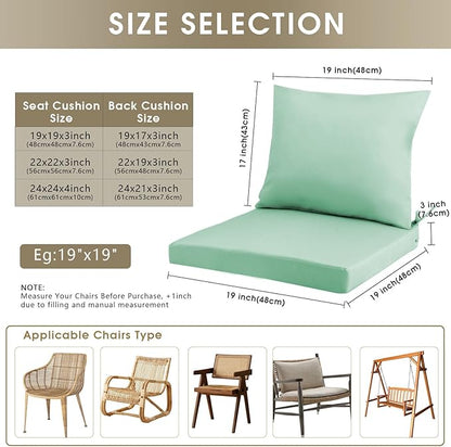 Outdoor Seat Cushion Set 22 x 22 In, Water-Resistant & Fade-Resistan, Patio Furniture Cushions with Removable Cover Deep Seat & Back Cushion with Handle and Adjustable Straps for Chair Sofa,4PC