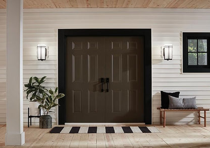 Kichler Tremillo 17.25" Outdoor Wall Lightin Black, 1-Light Exterior Wall Sconce Porch Light with Satin Etched Cased Opal Glass, (17.25" H x 8.5" W), 49202BK