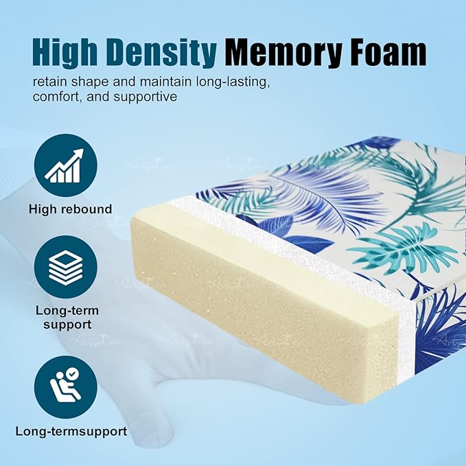 ARTPLAN 24x24 Deep Seat Patio Cushions for Outdoor Furniture,Extra 6 inch Thick,Back 18"x24",Removable,Replacement,Polyester Floral Pattern,Outdoor/Indoor,Blue White Flowers